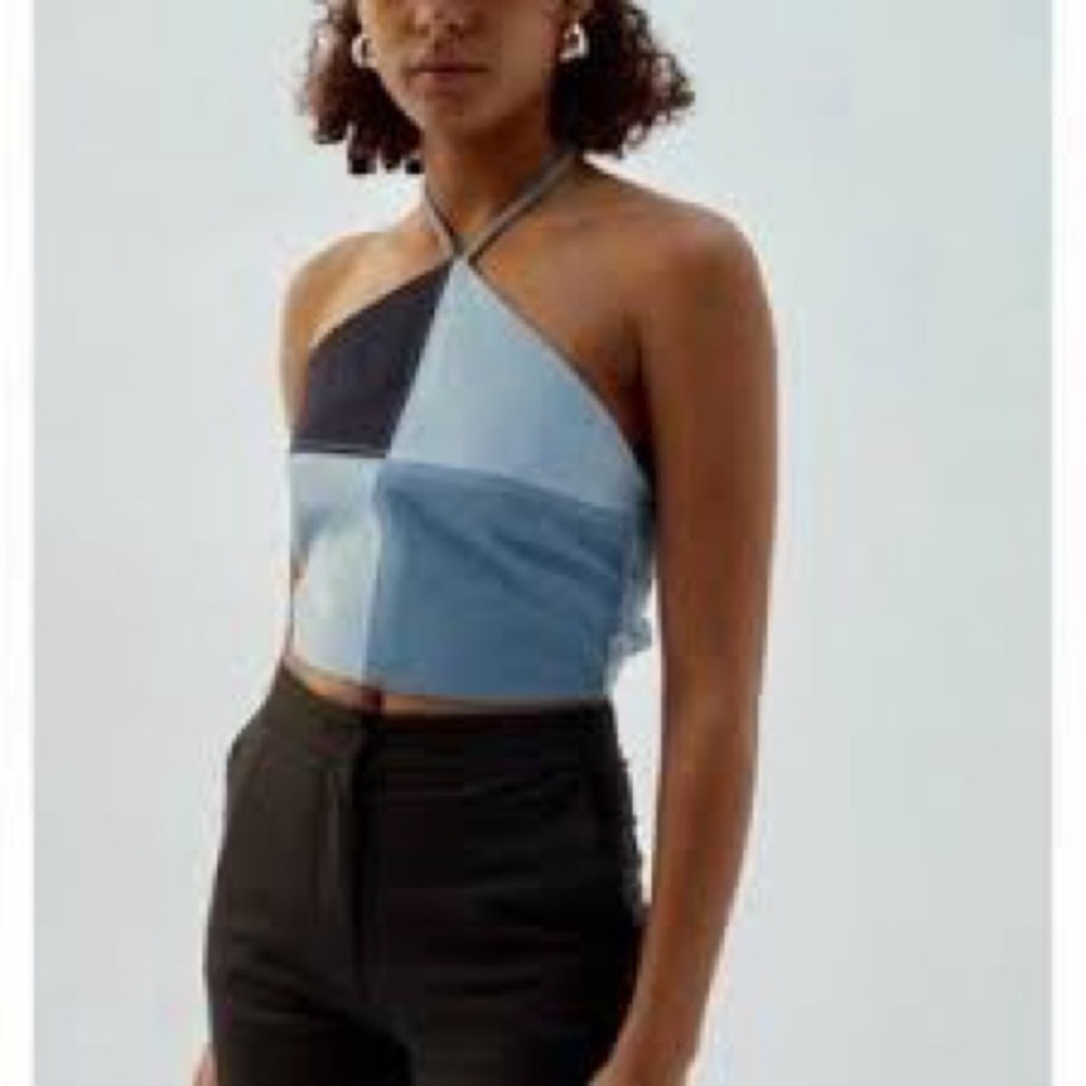 Stylish Halter Colorblock Top